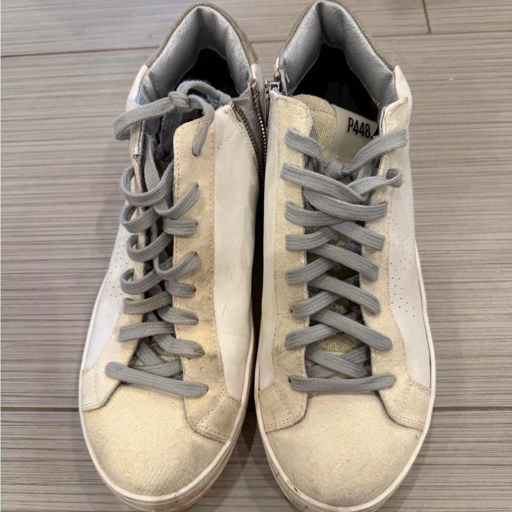 P448 Mid-Top Sneaker Stylish White and Gray Sneakers, size 41